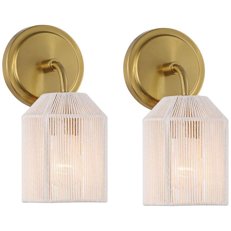 Image 2 Possini Euro Jacob 11" High Gold and Natural Rope Wall Sconce Set of 2