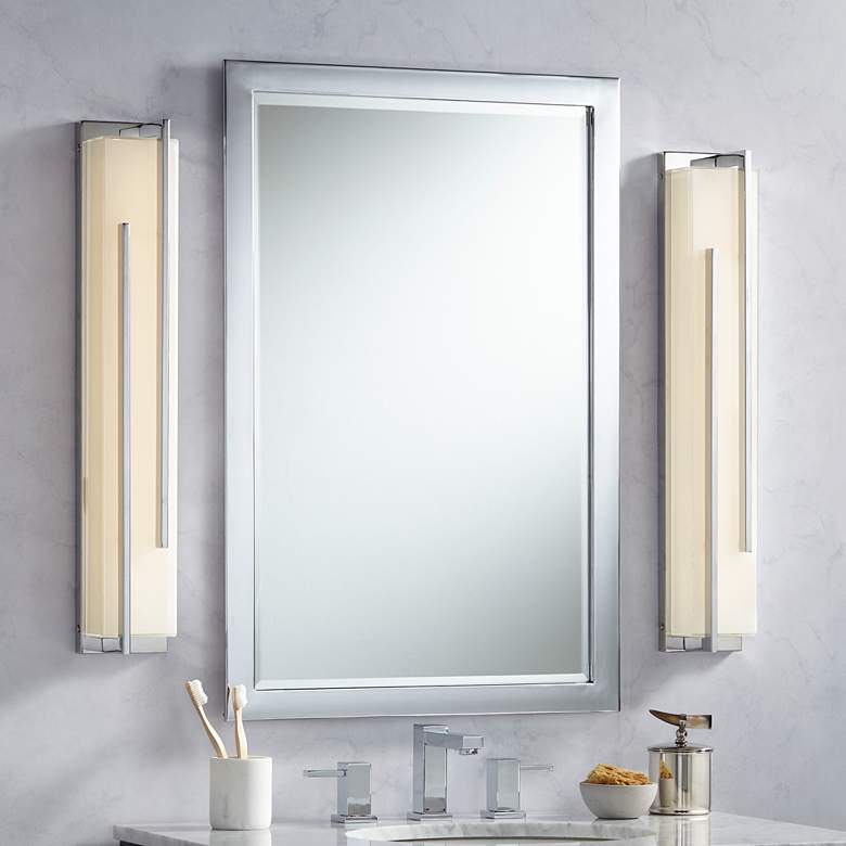 Image 1 Possini Euro Jada 26 1/4" High Chrome LED Bathroom Light Set of 2