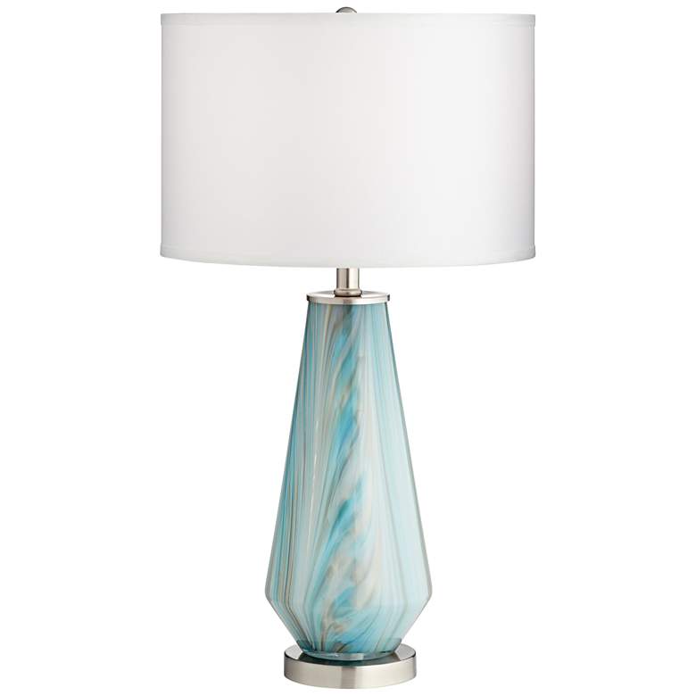 Image 2 Possini Euro Jaime 26 inch Blue Gray Art Glass Table Lamp with Dimmer