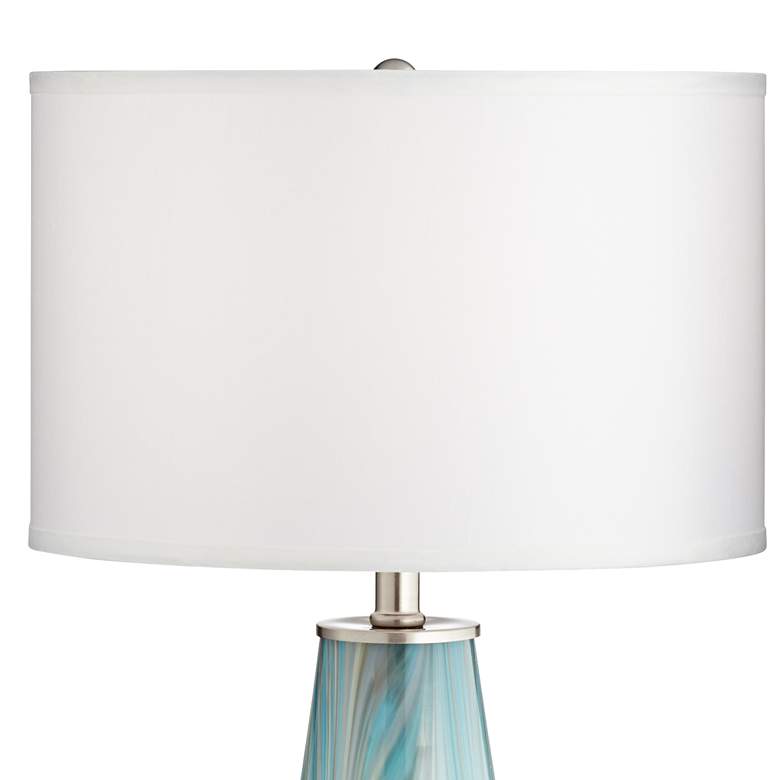 Image 4 Possini Euro Jaime 26 inch Blue Gray Art Glass Table Lamp with USB Dimmer more views