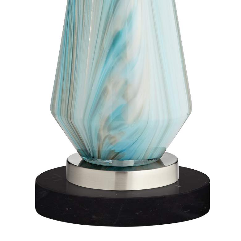 Image 5 Possini Euro Jaime 26 inch Blue Gray Table Lamp with Black Marble Riser more views
