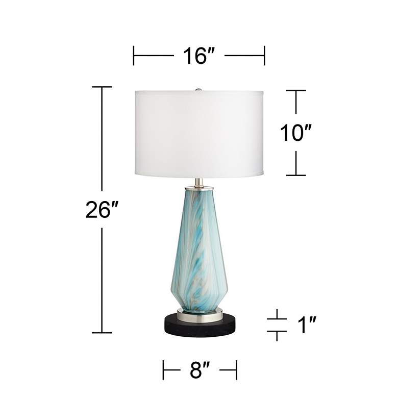 Image 7 Possini Euro Jaime 26 inch Blue Gray Table Lamp with Black Marble Riser more views