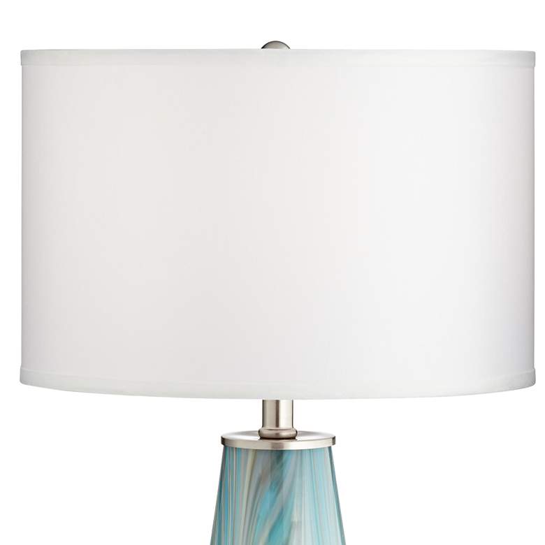 Image 3 Possini Euro Jaime 26 inch Blue Gray Table Lamp with Square Marble Riser more views