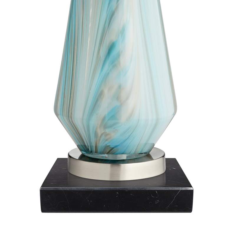 Image 5 Possini Euro Jaime 26 inch Blue Gray Table Lamp with Square Marble Riser more views