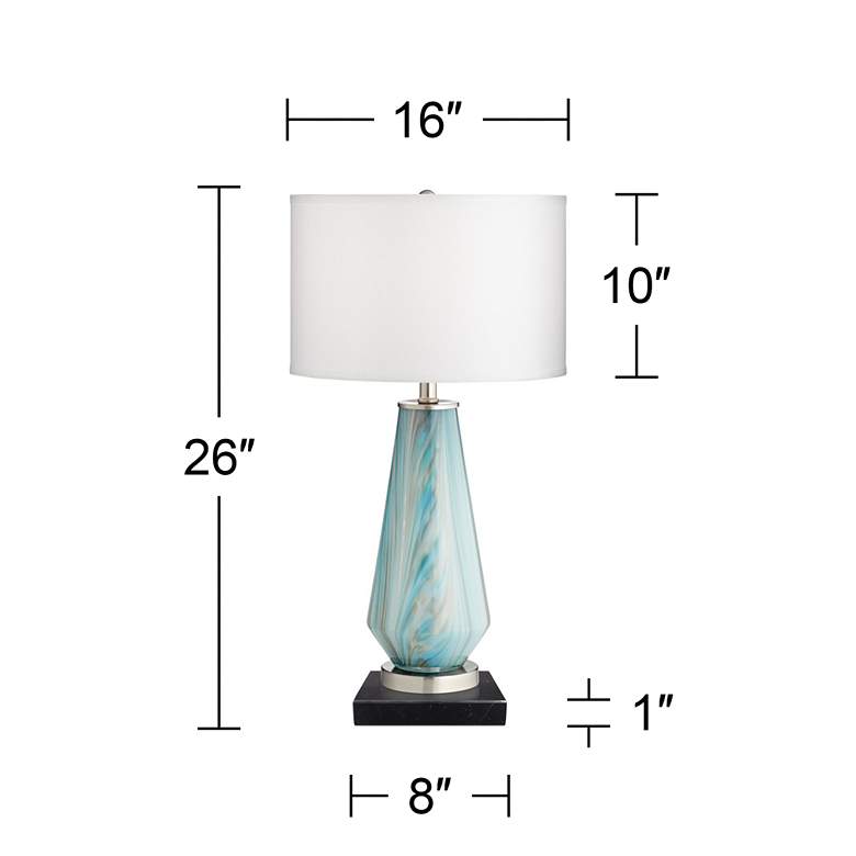 Image 7 Possini Euro Jaime 26 inch Blue Gray Table Lamp with Square Marble Riser more views