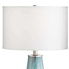 Image3 of Possini Euro Jaime Blue and Gray Table Lamp with Round White Marble Riser more views