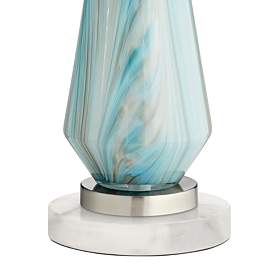 Image5 of Possini Euro Jaime Blue and Gray Table Lamp with Round White Marble Riser more views