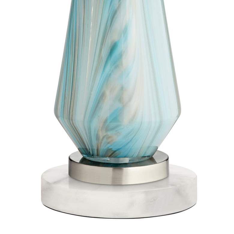 Image 5 Possini Euro Jaime Blue and Gray Table Lamp with Round White Marble Riser more views