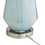 Possini Euro Jaime Blue and Gray Table Lamp with Round White Marble Riser