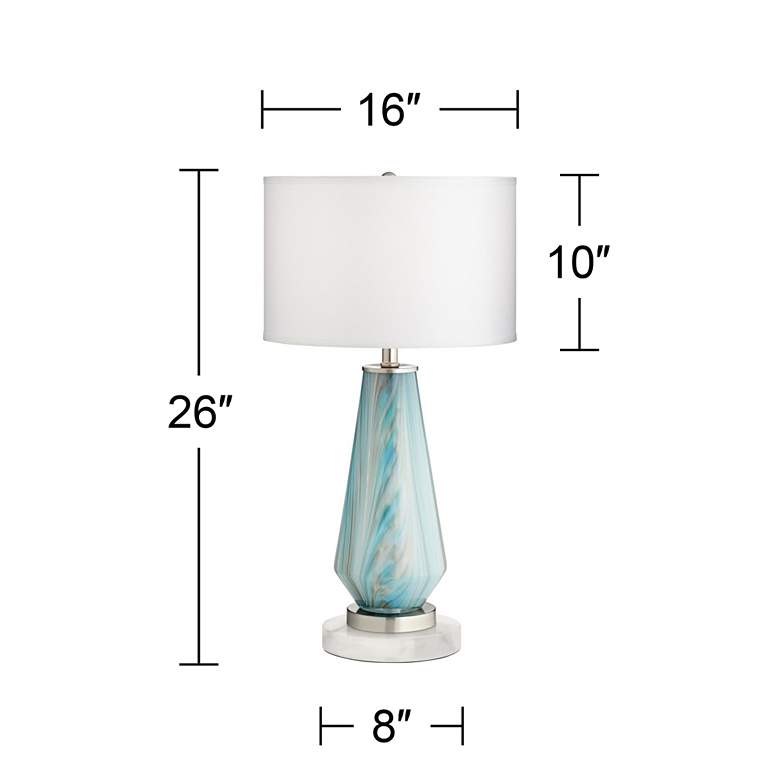 Image 7 Possini Euro Jaime Blue and Gray Table Lamp with Round White Marble Riser more views
