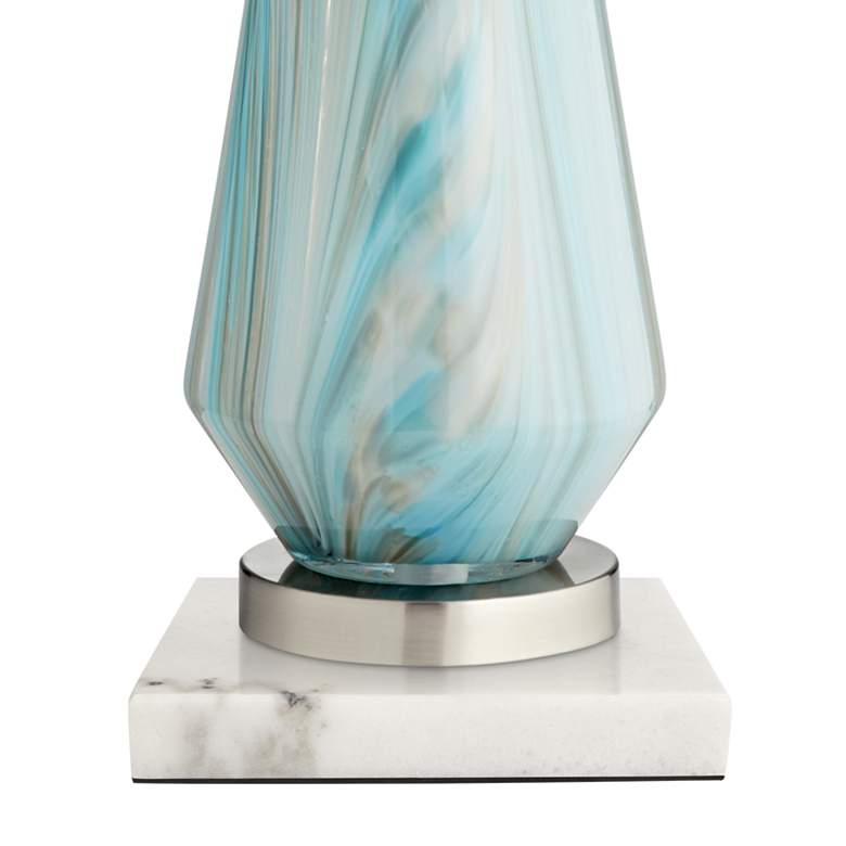 Image 5 Possini Euro Jaime Blue and Gray Table Lamp with Square White Marble Riser more views