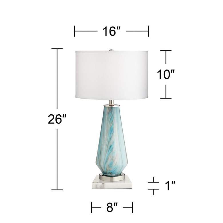 Image 7 Possini Euro Jaime Blue and Gray Table Lamp with Square White Marble Riser more views