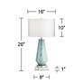 Possini Euro Jaime Blue and Gray Table Lamp with Square White Marble Riser