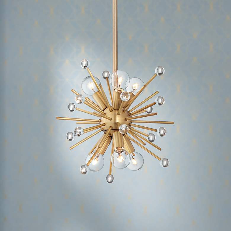 Possini Euro Janae 12&quot; Wide Gold Modern Sputnik 6-Light Mini Pendant