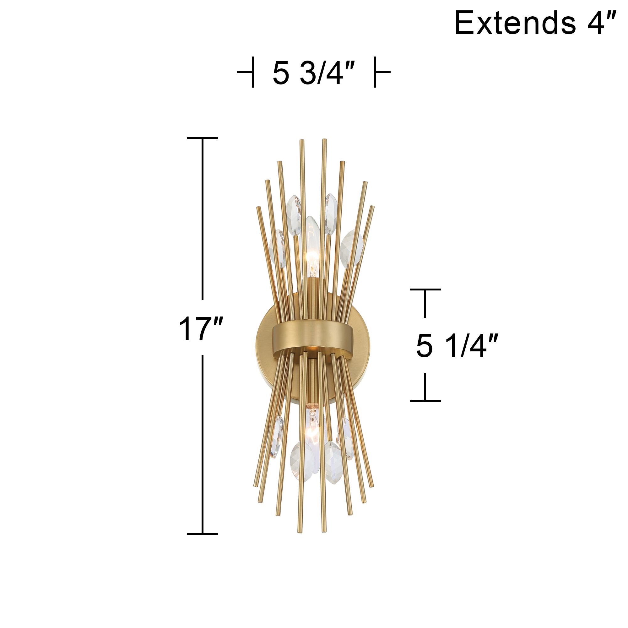 Possini Euro Janae 17" High Warm Brass Starburst 2-Light Wall Sconce