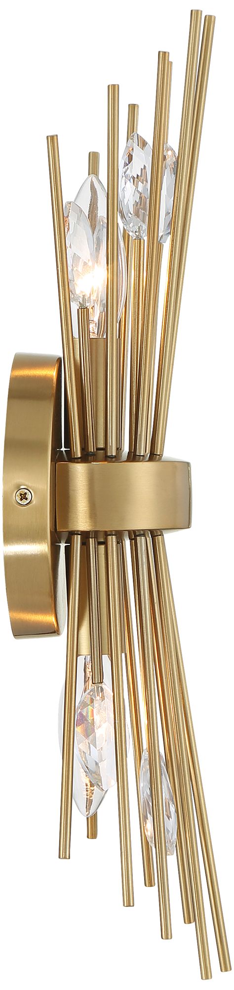 Watch A Video About the Possini Euro Janae Warm Brass Starburst 2 Light Wall Sconce