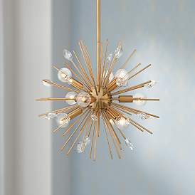 Image1 of Possini Euro Janae 18" Wide Antique Gold Sputnik Pendant Light