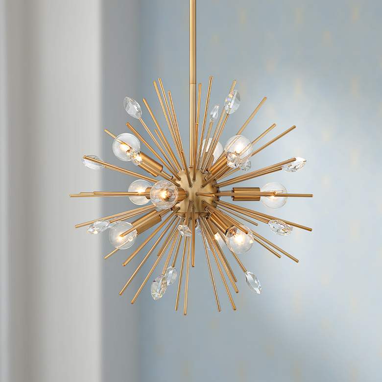 Image 1 Possini Euro Janae 18 inch Wide Antique Gold Sputnik Pendant Light