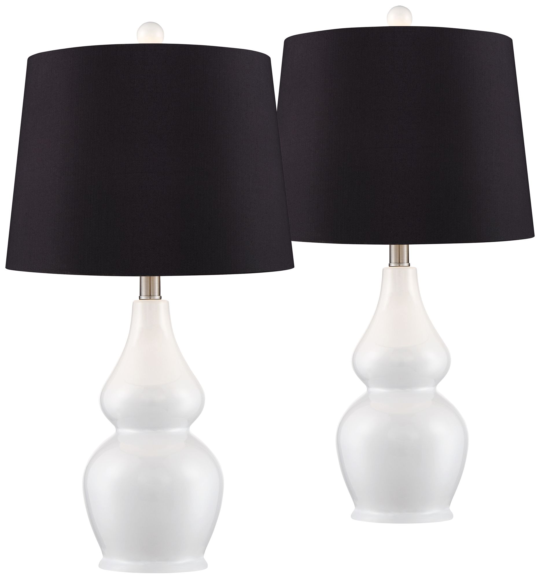 Possini Euro Jane 25" Black and White Ceramic Gourd Lamps Set of 2