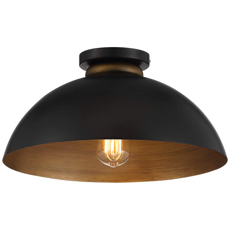 Image 2 Possini Euro Janie 15 1/2" Wide Black and Gold Dome Ceiling Light