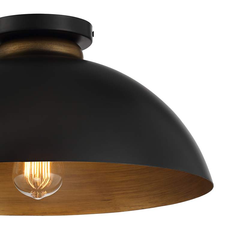 Image 3 Possini Euro Janie 15 1/2" Wide Black and Gold Dome Ceiling Light more views