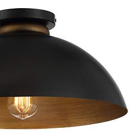 Image3 of Possini Euro Janie 15 1/2" Wide Black and Gold Dome Ceiling Light more views