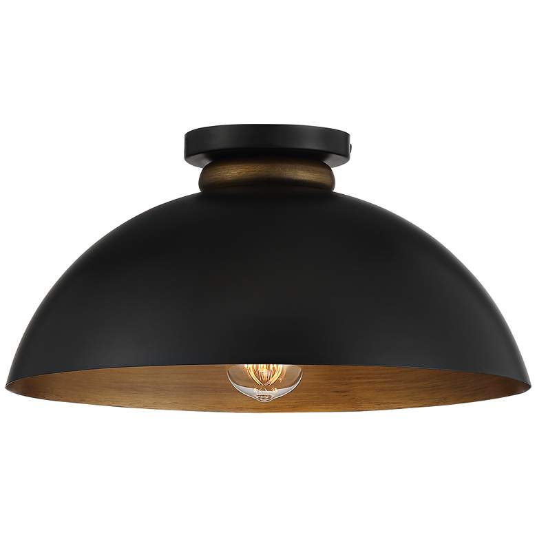Image 4 Possini Euro Janie 15 1/2" Wide Black and Gold Dome Ceiling Light more views