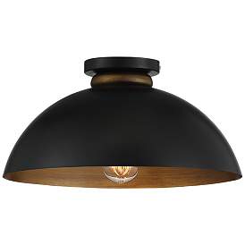 Image4 of Possini Euro Janie 15 1/2" Wide Black and Gold Dome Ceiling Light more views