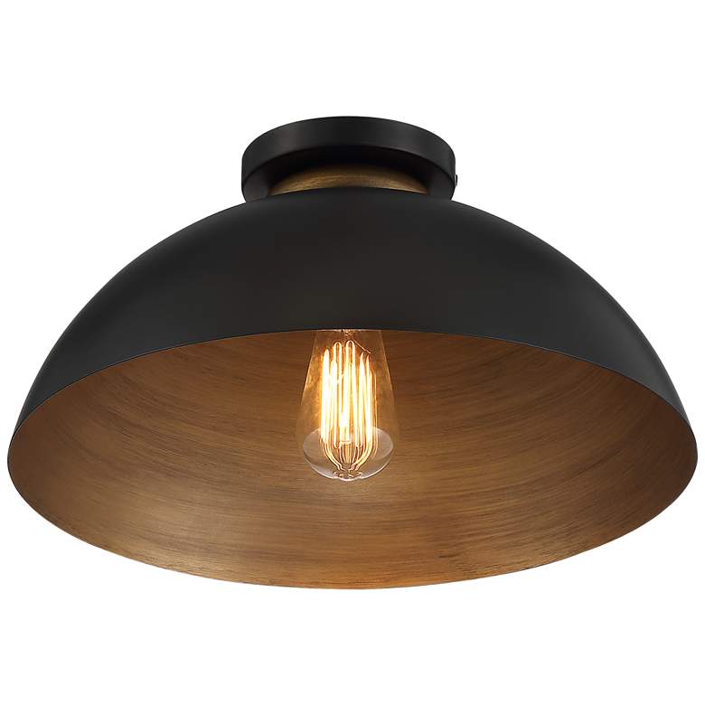Image 6 Possini Euro Janie 15 1/2" Wide Black and Gold Dome Ceiling Light more views