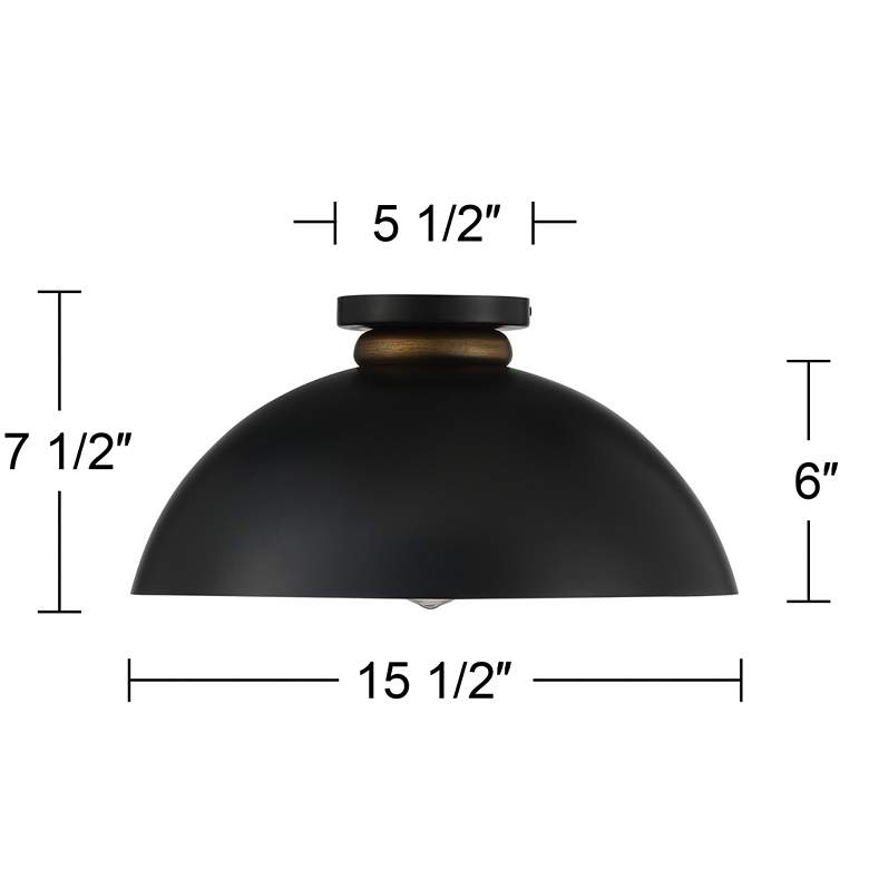 Image 7 Possini Euro Janie 15 1/2" Wide Black and Gold Dome Ceiling Light more views