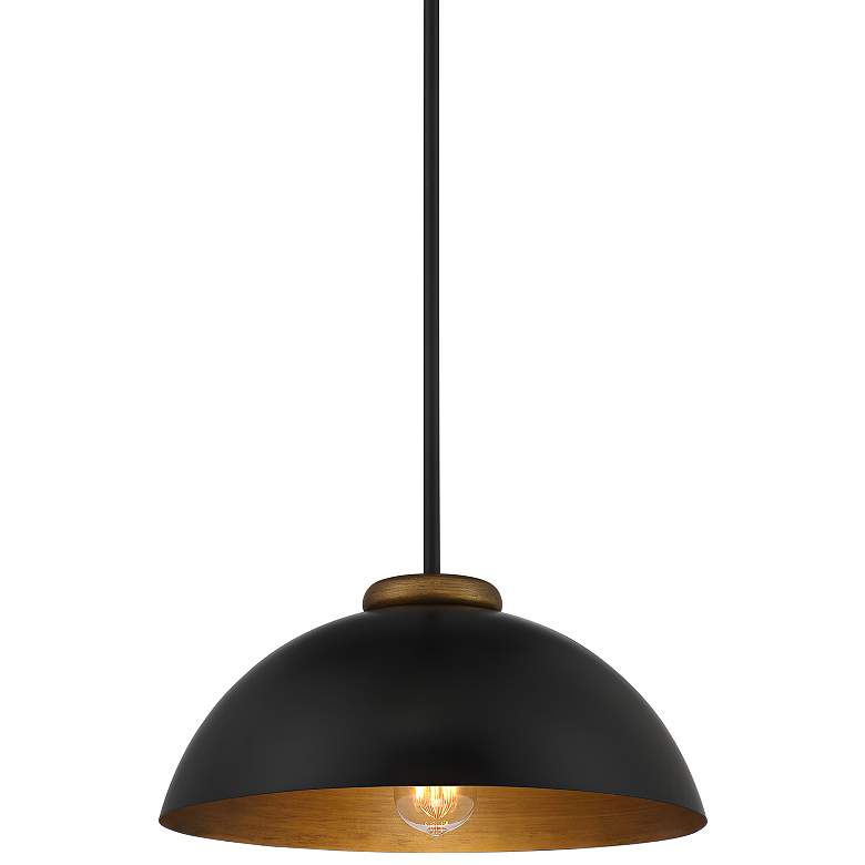 Image 2 Possini Euro Janie 15 1/2 inch Wide Black and Gold Dome Pendant Light