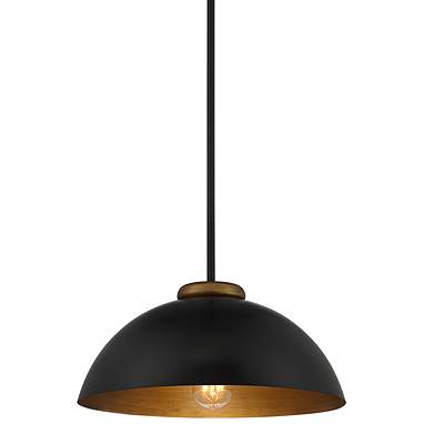 Possini Euro Janie 15 1/2" Wide Black and Gold Dome Pendant Light