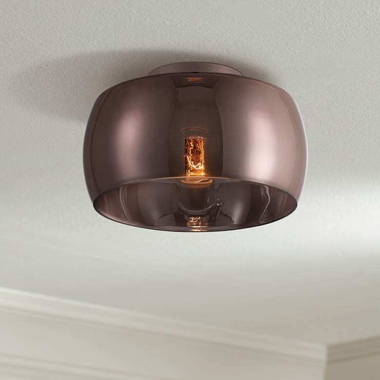 Image 1 Possini Euro Janna 11" Wide Espresso Glass Ceiling Light