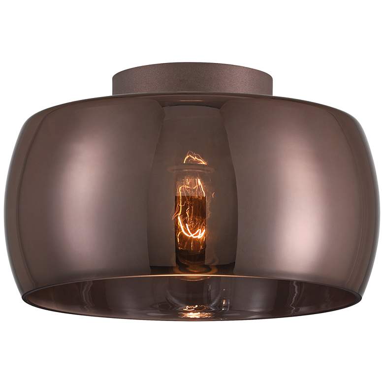 Image 5 Possini Euro Janna 11" Wide Espresso Glass Ceiling Light more views