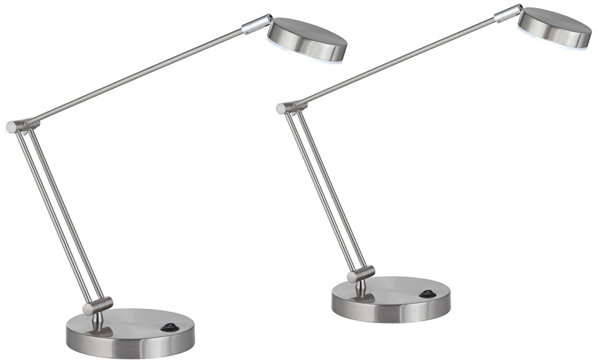 Image 2 Possini Euro Jarrett Satin Nickel Adjustable LED Desk Lamps Set of 2