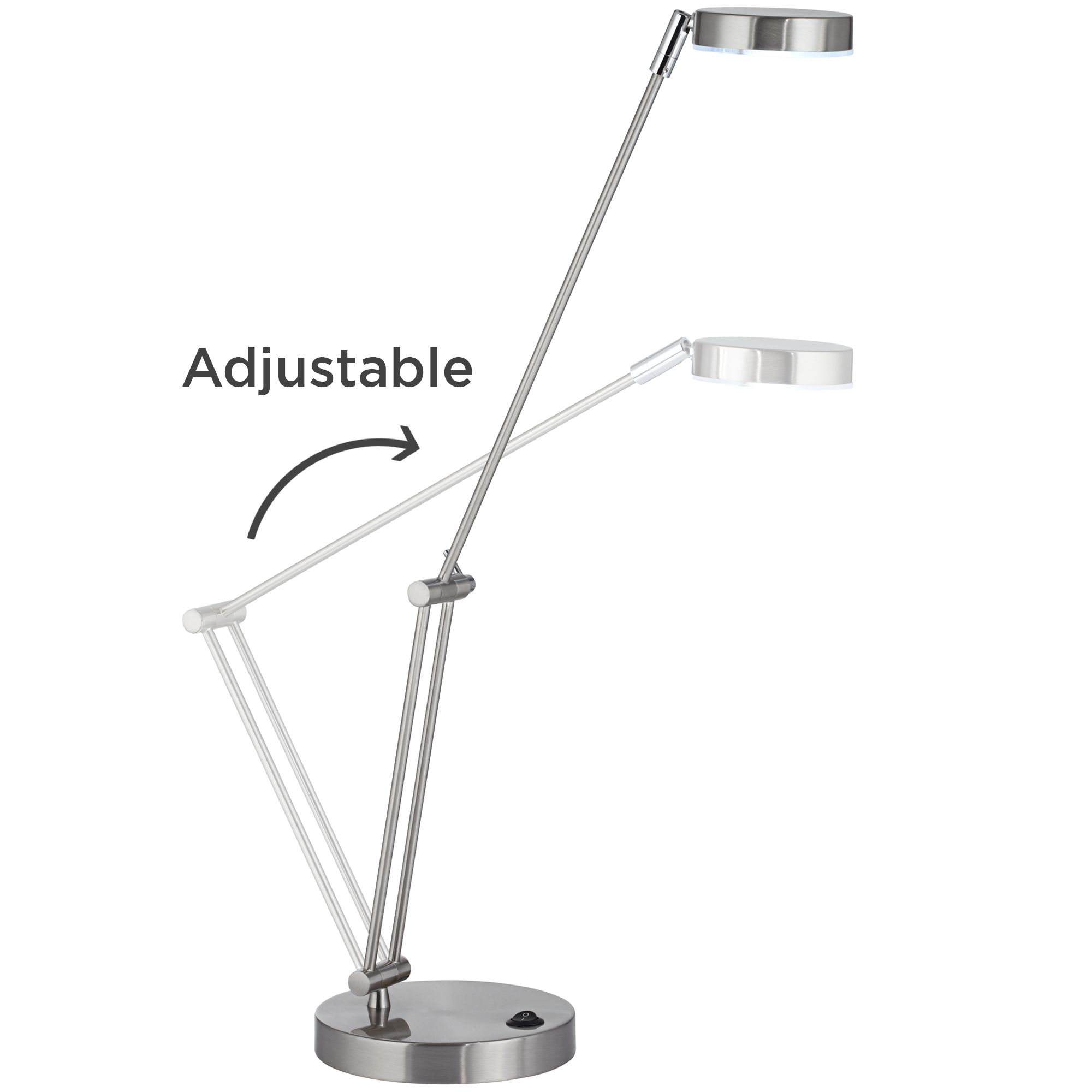 Image 7 Possini Euro Jarrett Satin Nickel Contemporary Adjustable LED Desk Lamp more views
