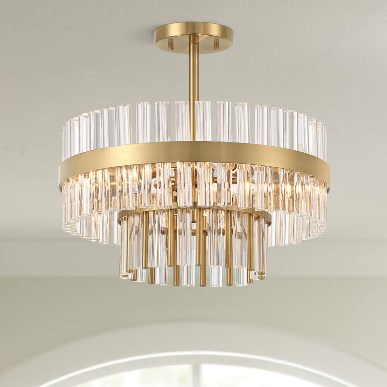 Image 1 Possini Euro Jenna 16" Wide Soft Gold 3-Light Ceiling Light