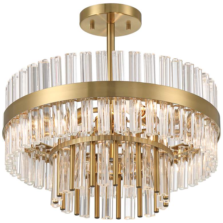 Image 7 Possini Euro Jenna 16 inch Wide Soft Gold 3-Light Ceiling Light more views