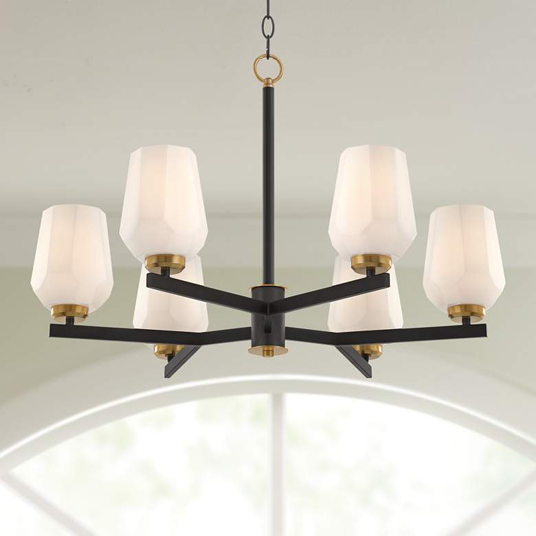 Image 2 Possini Euro Jeremiah 28"W Black and Gold 6-Light Chandelier