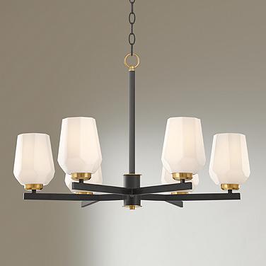 Possini Euro Jeremiah 28"W Black and Gold 6-Light Chandelier
