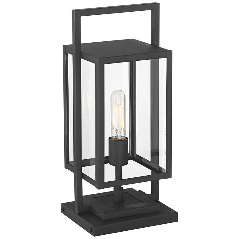 Image 2 Possini Euro Jericho 17" High Textured Black Outdoor Pier Mount Light