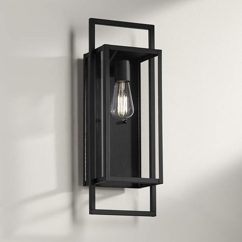 Image 1 Possini Euro Jericho 19 inch High Black Modern Wall Sconce