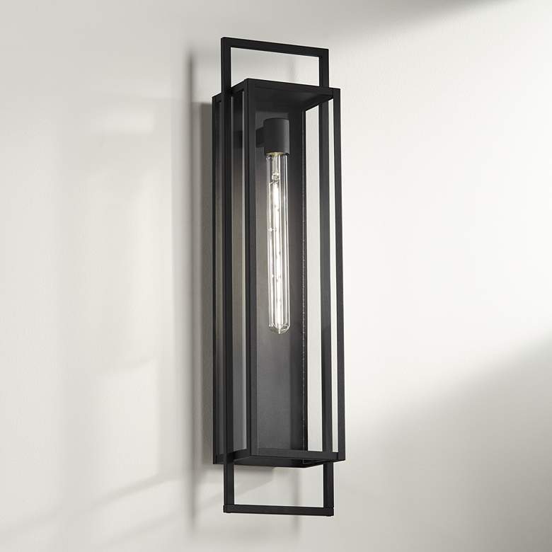 Image 1 Possini Euro Jericho 28 inch High Black Modern Wall Sconce