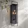 2_Possini Euro Jericho 35" High Textured Black Outdoor Wall Light