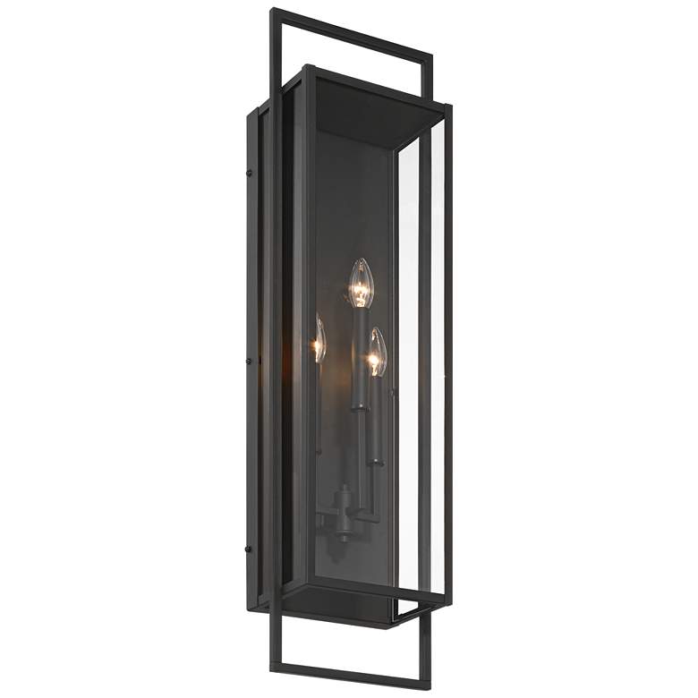 Image 6 Possini Euro Jericho 35" High Textured Black Outdoor Wall Light more views
