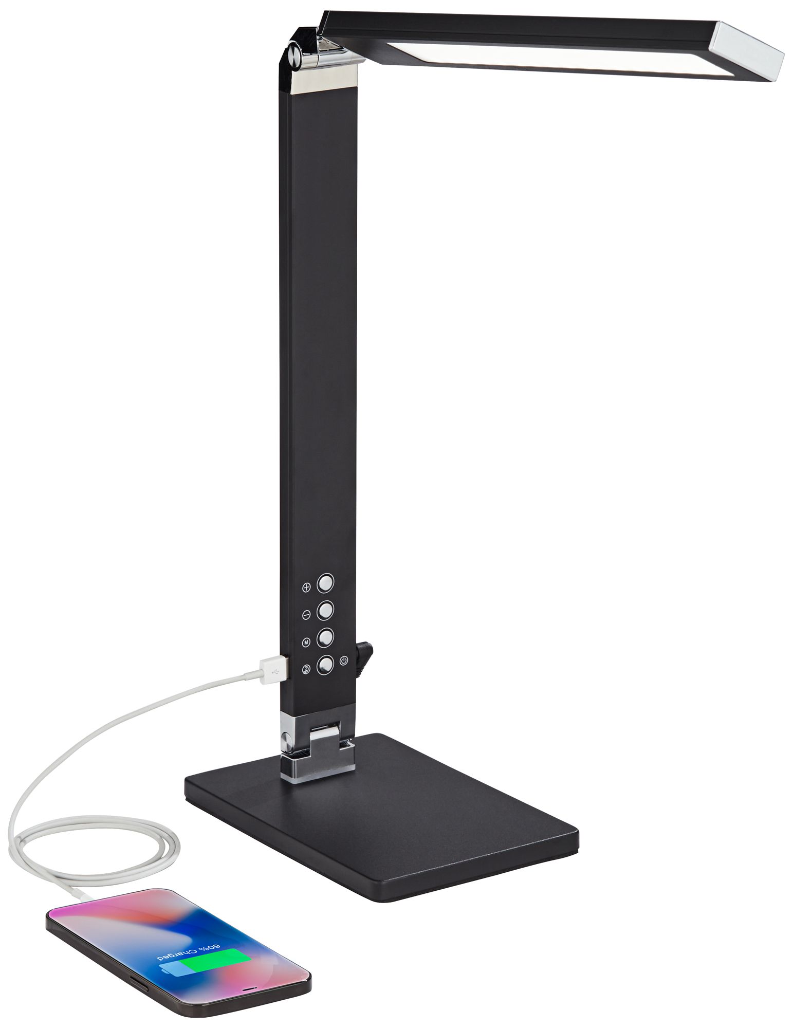 Image 3 Possini Euro Jett 16 1/2" Black Modern LED Desk Lamp with USB Port more views
