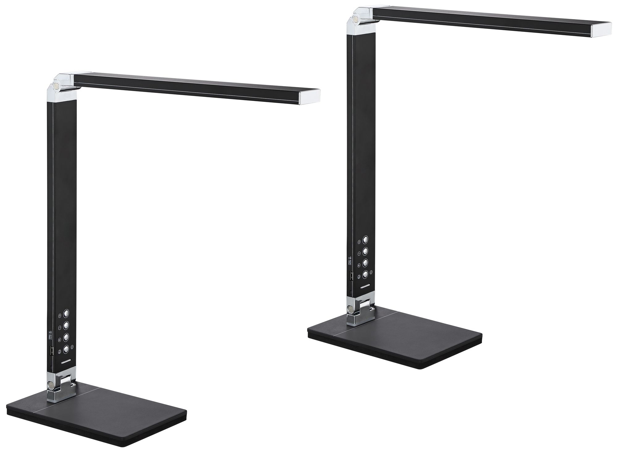 Image 2 Possini Euro Jett Black LED Desk Lamps Set of 2 with USB and Night Light