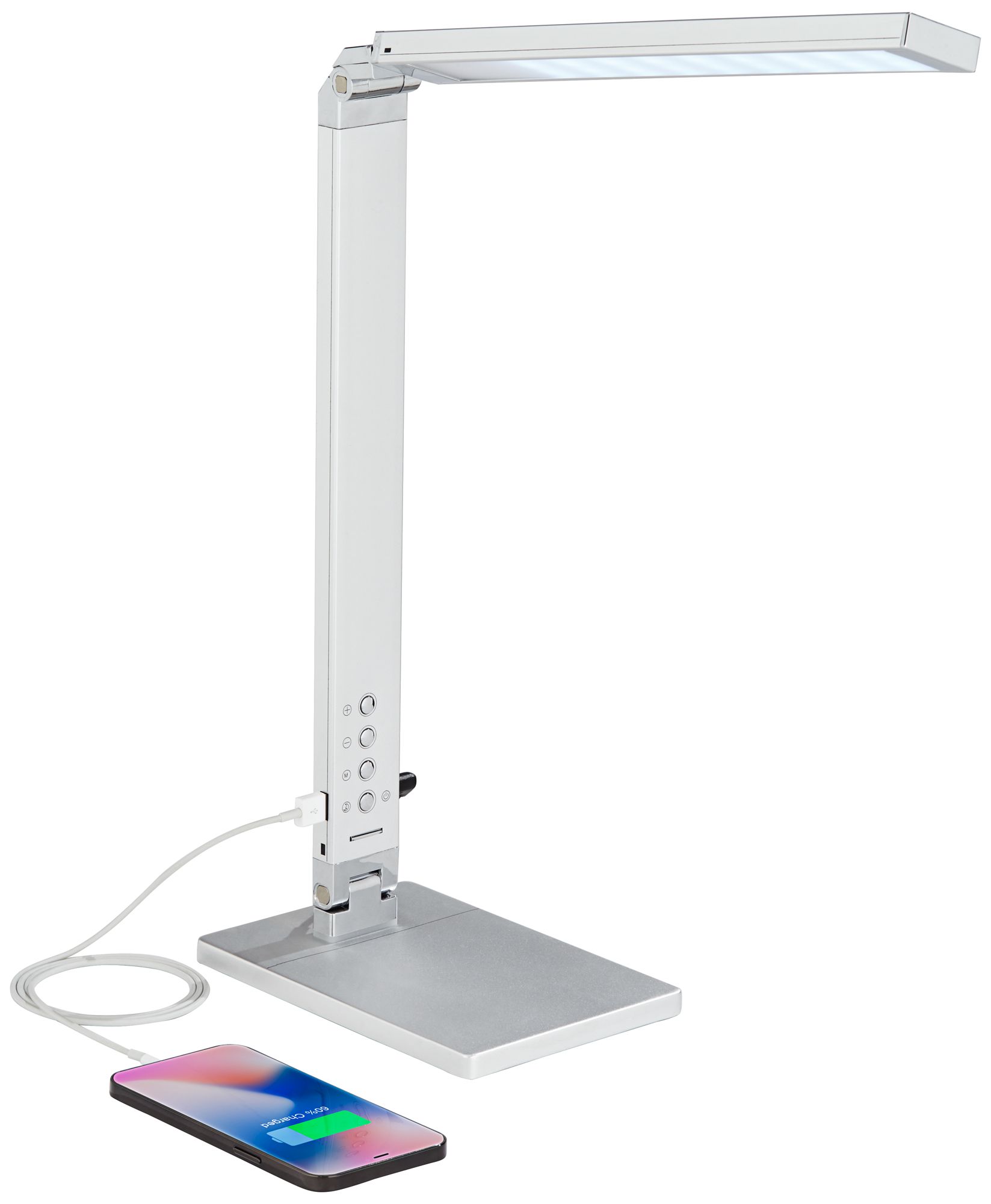 Image 3 Possini Euro Jett Silver Adjustable Modern LED USB Night Light Desk Lamp more views