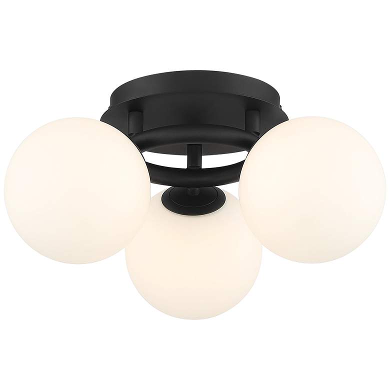 Image 2 Possini Euro Jevan 18" Wide Black Finish Modern 3-Light Ceiling Light