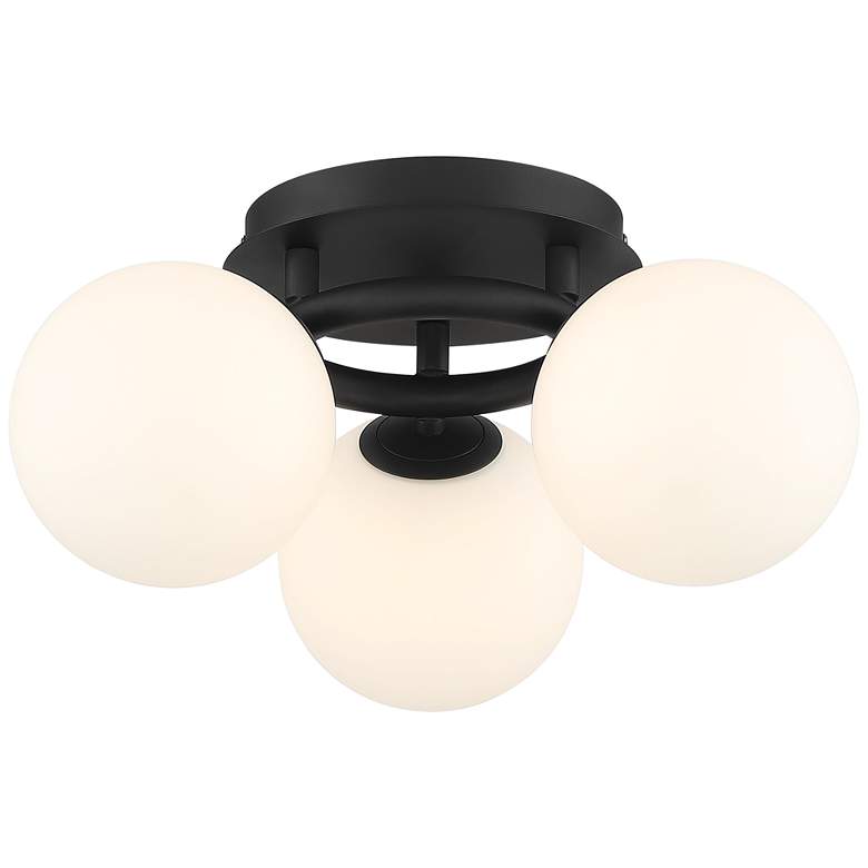 Image 2 Possini Euro Jevan 18 inch Wide Black Finish Modern 3-Light Ceiling Light